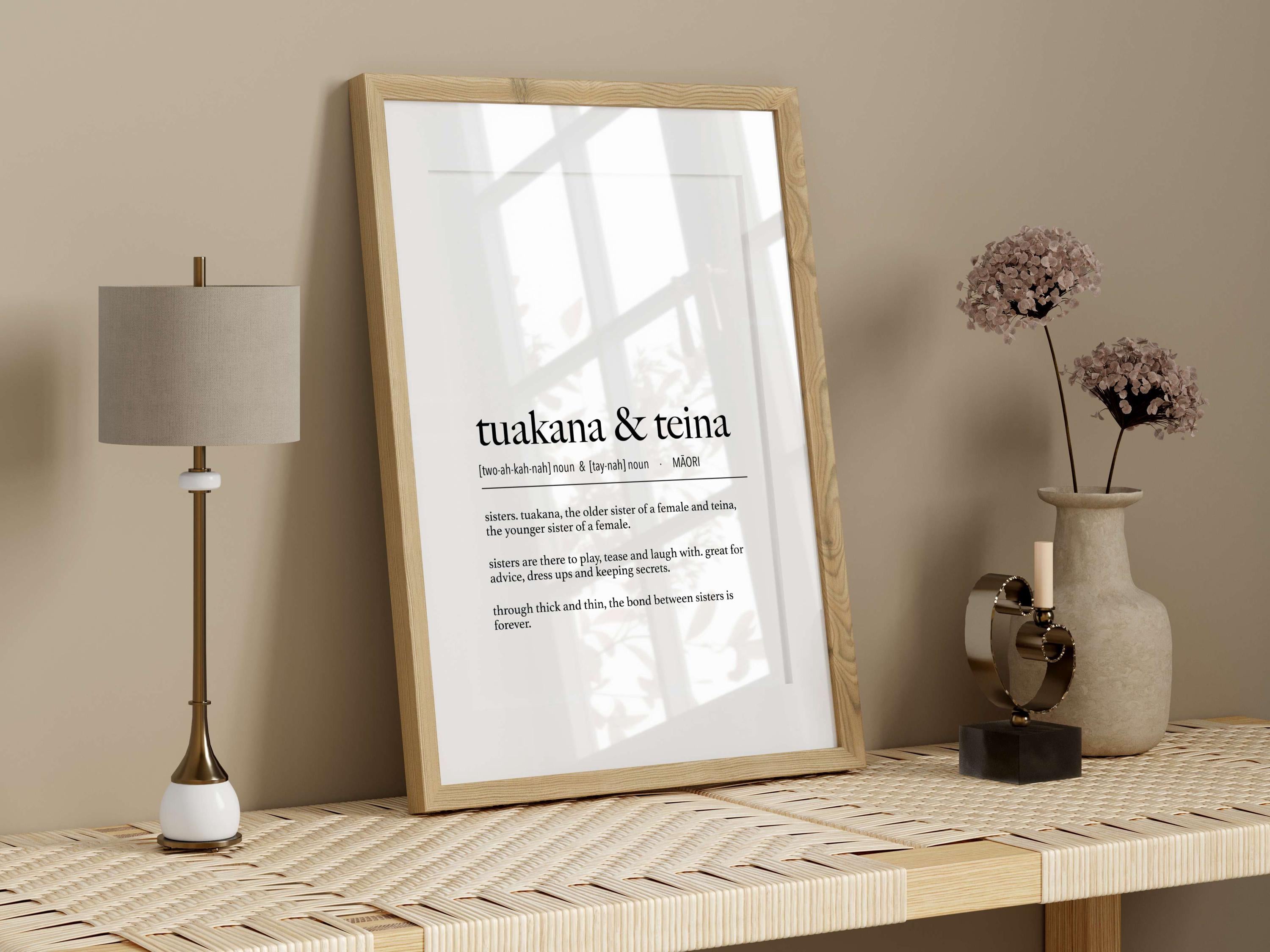 New Zealand Maori Tuakana & Teina (Older Sister and Younger Sister) Te Reo Maori Definition Digital Print // Maori Language - New