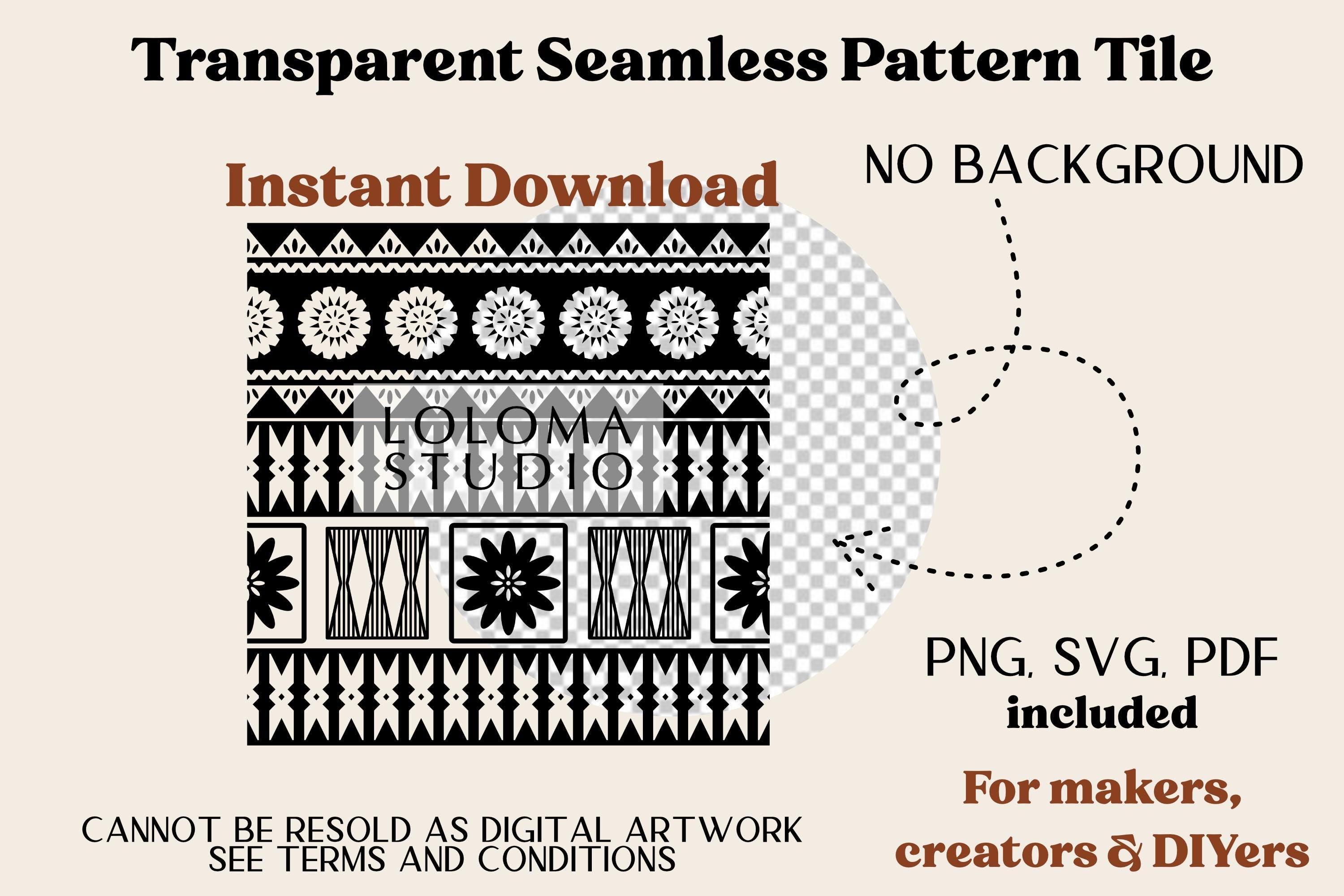 Fijian Masi Seamless Pattern - Tapa Print - SVG - PNG - PDF (Digital Download)